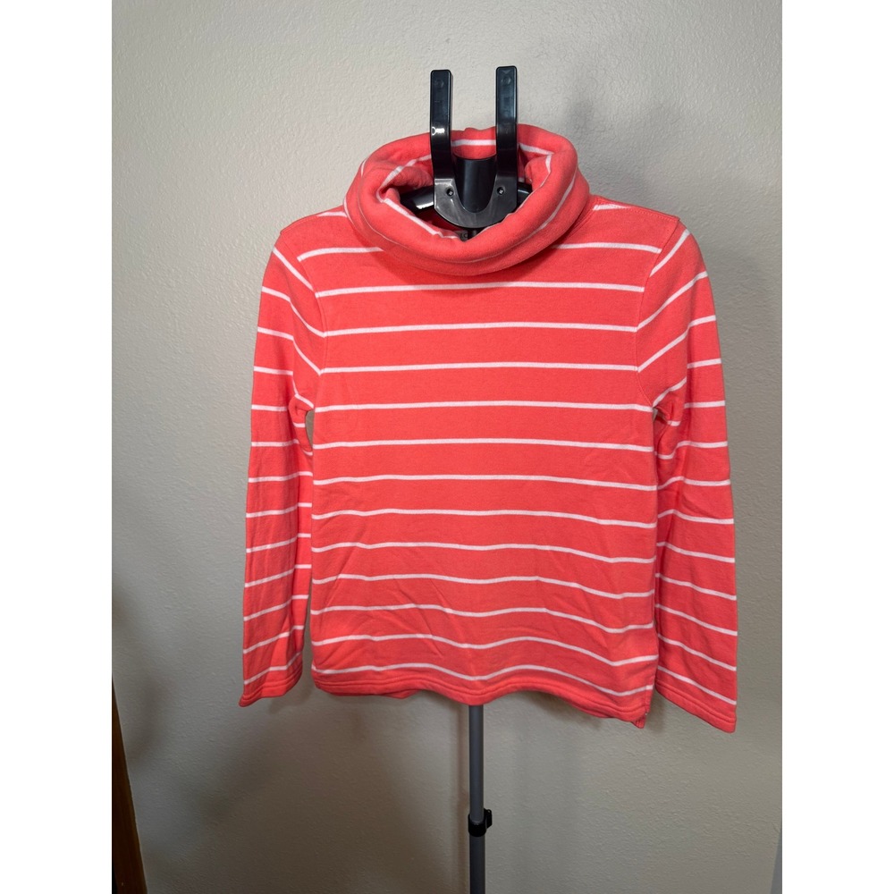 J. Crew Womens Coral Pink White Striped Cowl Neck Sweatshirt XS Long Sleeve